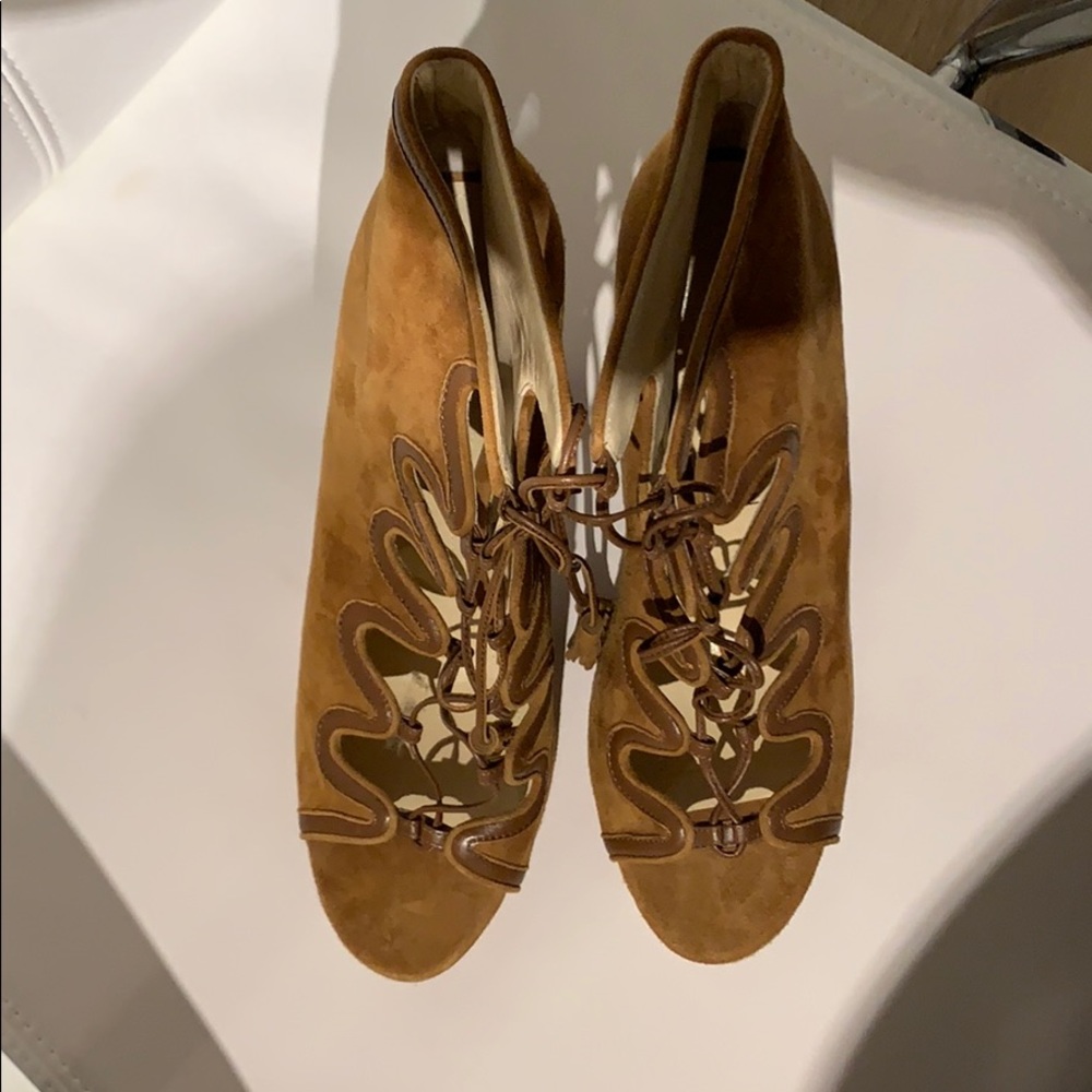 Chloe Gosselin Brown Open Toe Ankle Boots